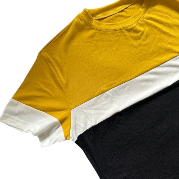 Women's Yellow/Black/White Color Block T-Shirt Medium NWOT - Picture 2 of 7